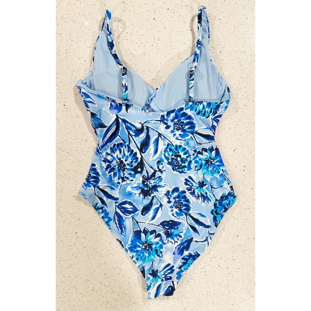 Andie Swim Blue Floral Baia One Piece Swimsuit Size Medium - Picture 5 of 7